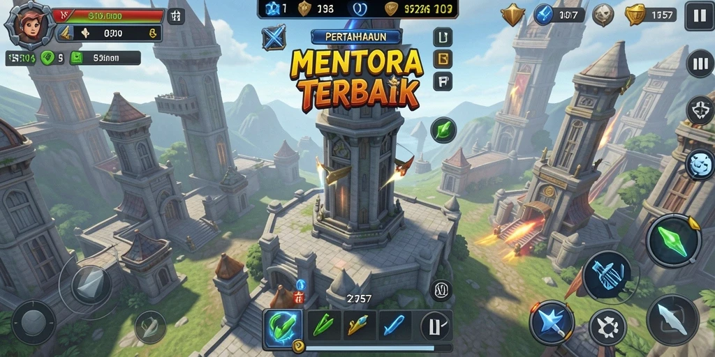 Tampilan menara yang strategis dalam 2757 saat menghadapi gelombang musuh.