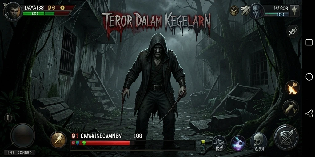 Tampilan menegangkan dari gameplay DAYA138 yang gelap dan misterius.