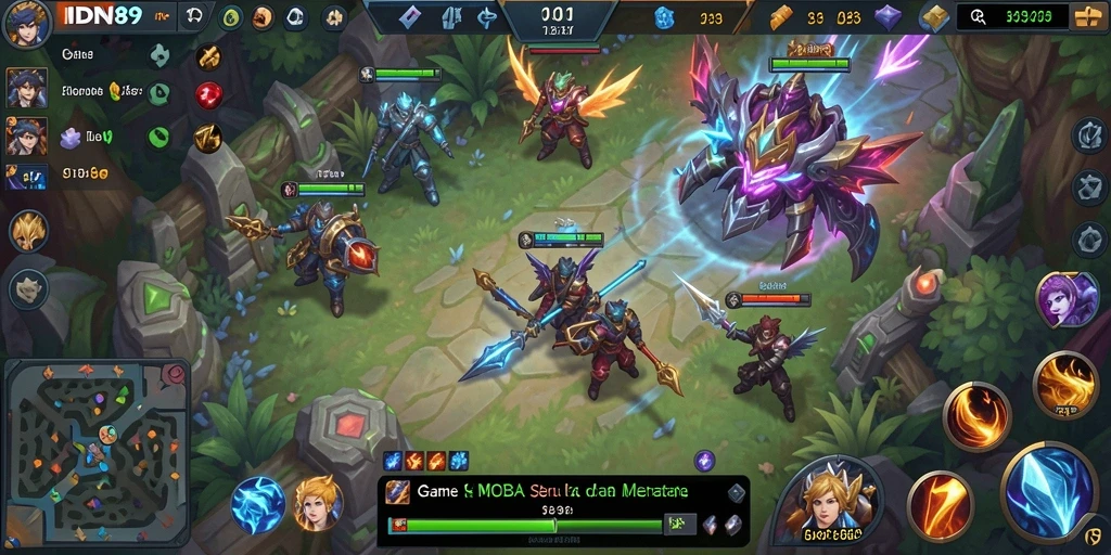 Tampilan gameplay seru dari IDN89 dalam pertarungan MOBA.