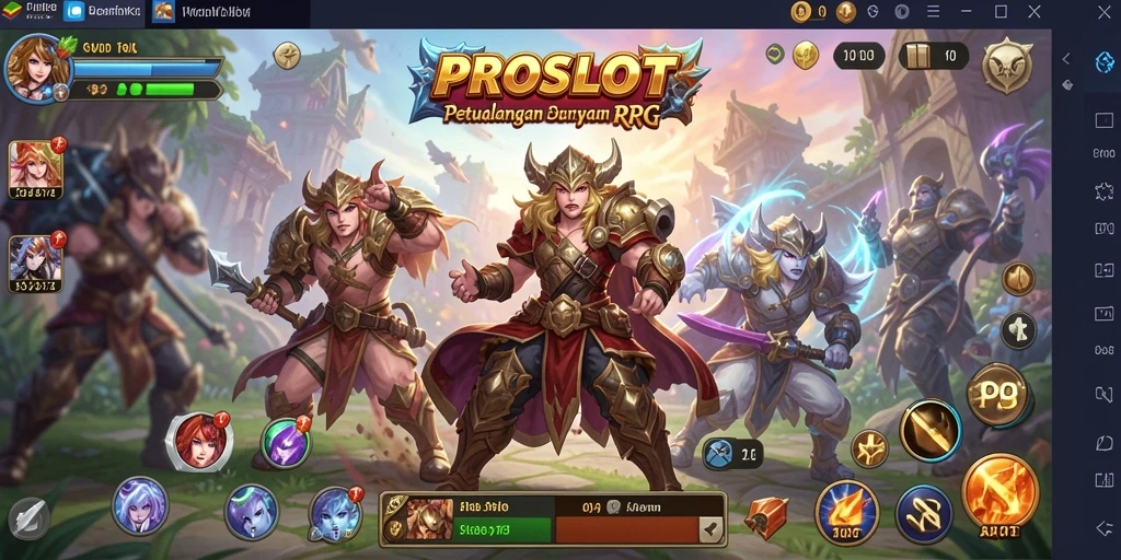 Screenshot gameplay PROSLOT yang menggambarkan aksi RPG yang mendebarkan.