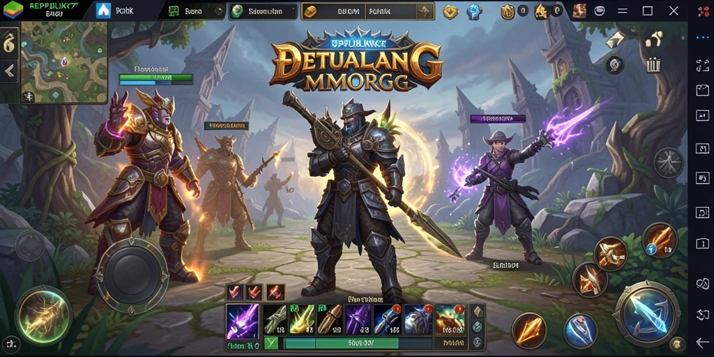 Screenshot utama REPUBLIK77 menampilkan aksi mendebarkan dalam pertarungan MMORPG.